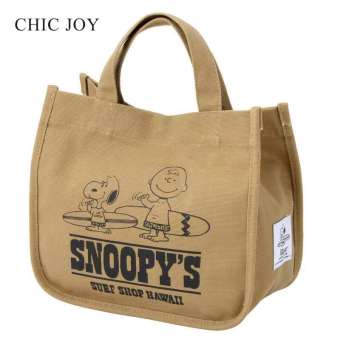 Cjoy Japanese new Snoopy cute canvas handbag Female student carrying cloth bag Small Bento bag