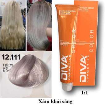 Màu nhuộm Diva 12.111 ( Xám khói sáng ) và Highlight Diva 100ml