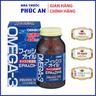 Viên uống dầu cá Omega 3 bổ mắt, tim mạch, bổ não Orihiro Nhật Bản 180 viên