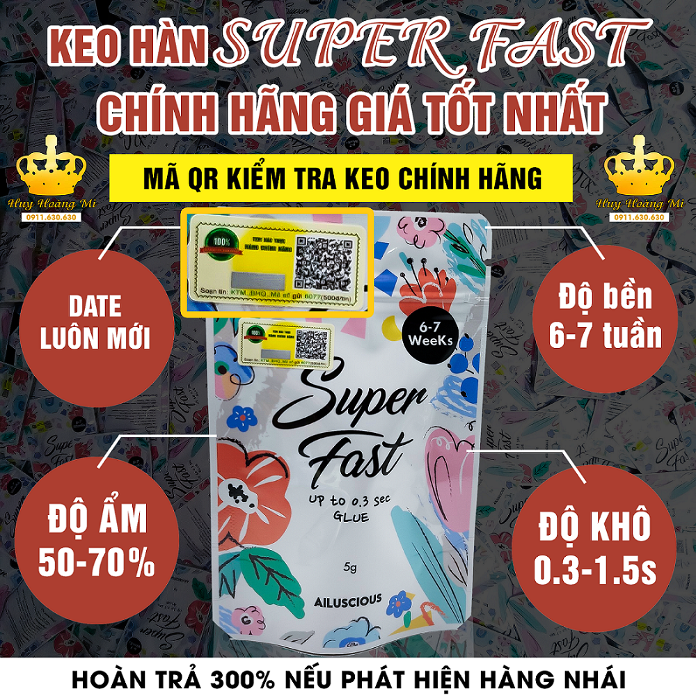 Keo nối mi khô nhanh siêu bền super fast_keo nối mi ít cay siêu bền - huy hoàng mi
