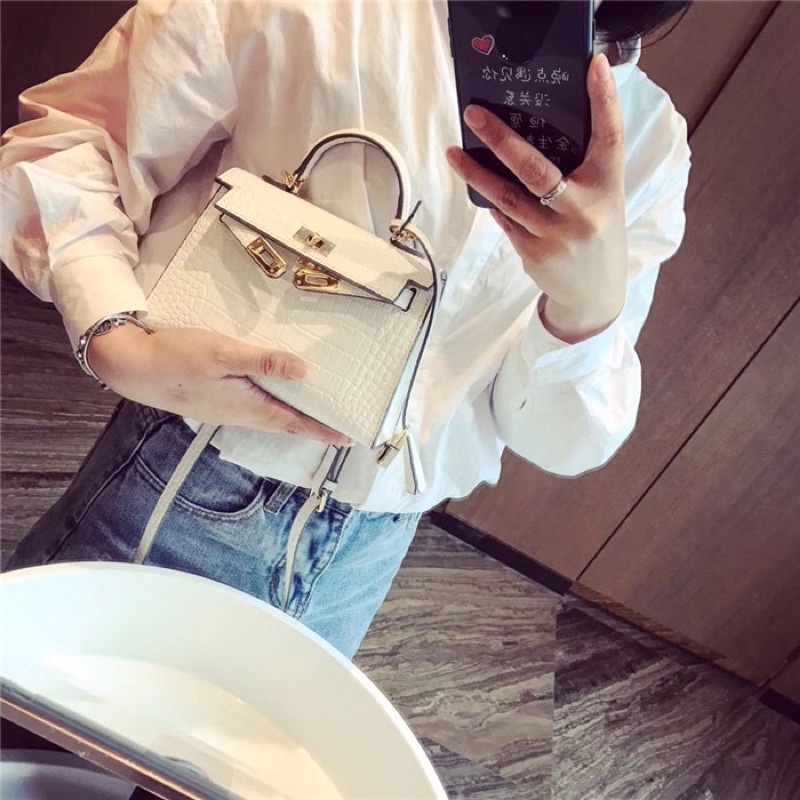 Túi xách nữ thời trang HM mini size 20,da rắn, da sần màu trắng, đen, nâu, bò, đeo vai, đeo chéo