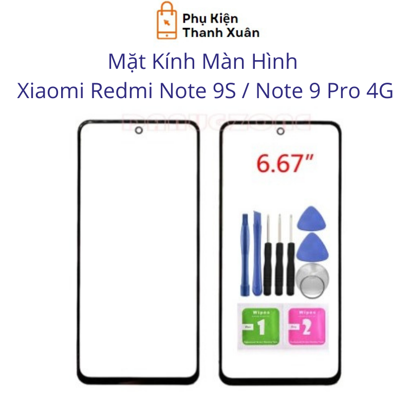 Mặt kính màn hình xiaomi redmi note 9s / note 9 pro 4g - tặng kèm keo và tools