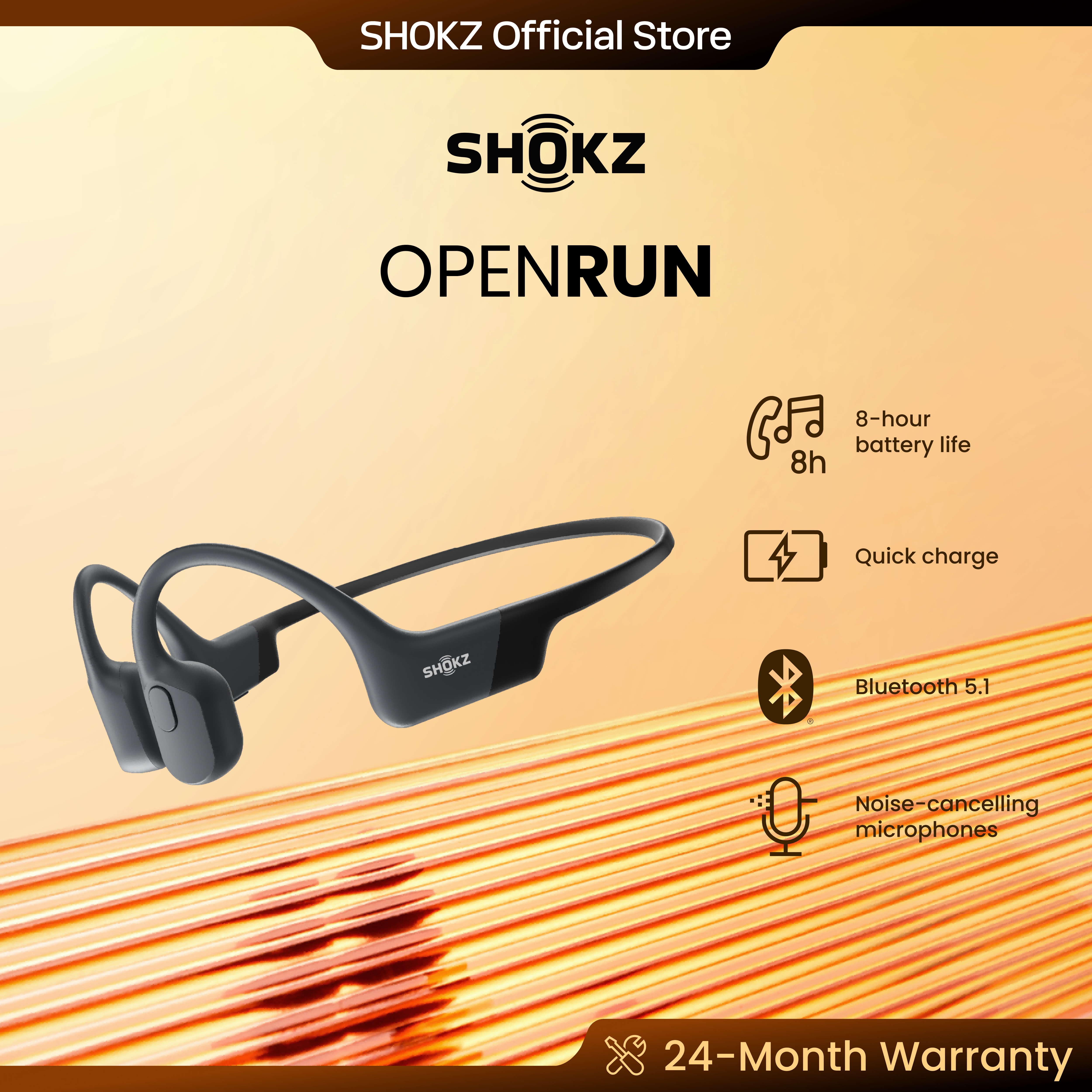 [SG Local Shipping]Shokz OpenRun S803  [2-year warranty]Bone Conduction Bluetooth Wireless Sports Headphones, Sports Headphones, Bluetooth Wireless Earphones with Mic, 8H Playtime, Open-Ear Waterproof for Running Workout