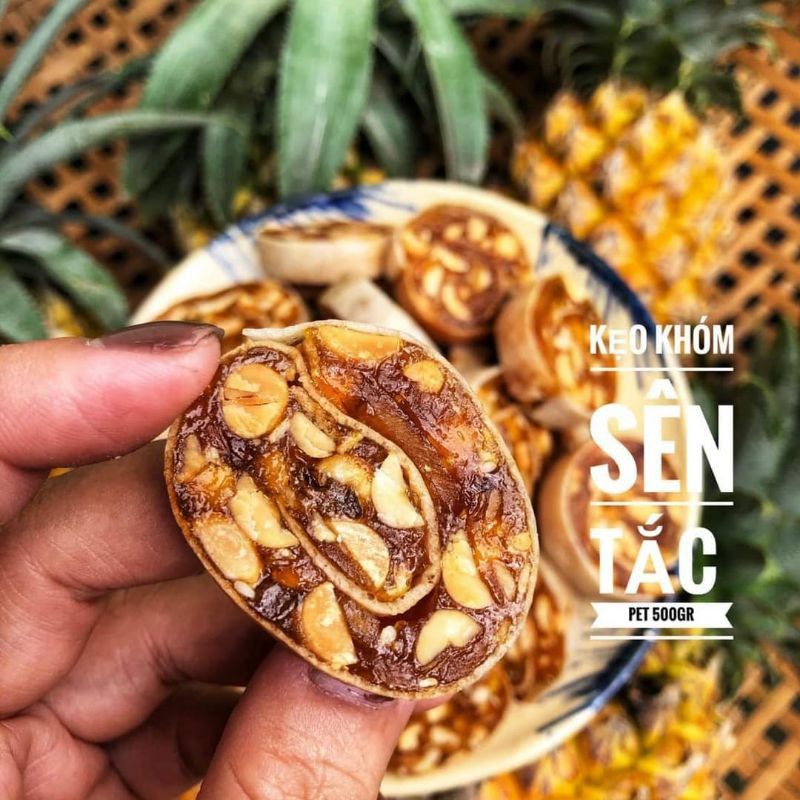 1 Kg Kẹo khóm sên tắc cuộn đậu phộng thơm ngon - đồ ăn vặt