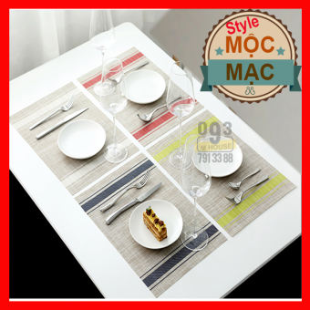 Combo 4 Khăn Trải Bàn Tấm Lót Chén Dĩa Sọc Ngang 2s