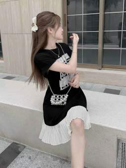 Đầm thun suông xòe đuôi cá vải voan tay ngắn, váy xòe basic form rộng mặc hè thoải mái