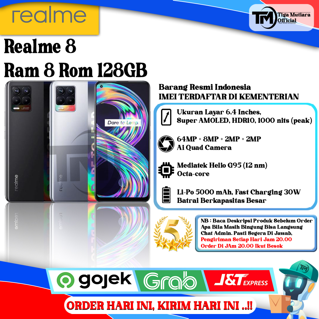 Realme 8 Ram 8 Rom 128GB Harga  2,799,000 Ringgit*Penghantaran Percuma