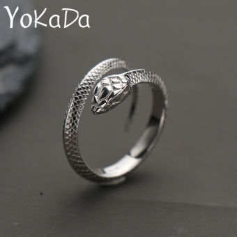 Yokada 925 mạ bạc mở nhẫn hình rắn cho cổ điển cho nam trang sức thời trang Quà Tặng