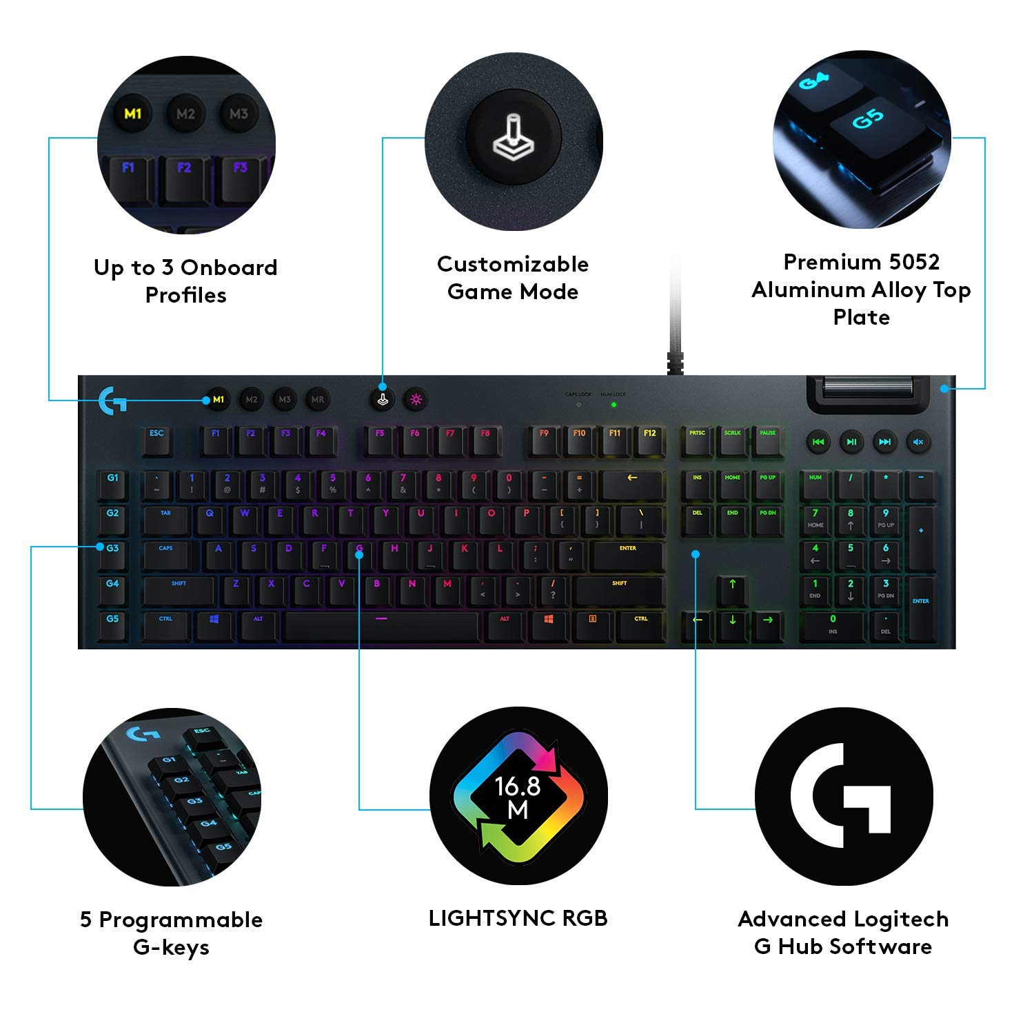 Logitech G813 LIGHTSYNC RGB Ultra-Thin Mechanical Gaming Keyboard 