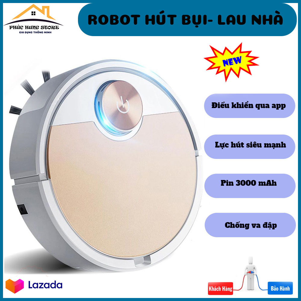 Robot lau nhà, robot quét nhà, máy hút bụi thông minh. quét- hút- lau. lực hút mạnh, động cơ công suất cao. tiện lợi dễ sử dụng. bảo hành 1 đổi 1 toàn quốc