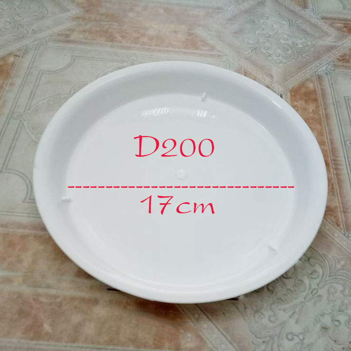 Khay Đĩa Nhựa Lót Chậu Trồng Cây Cảnh Màu Trắng D200 Lọt Lòng 17cm Cả viền 20cm