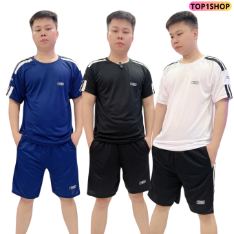 Bộ Đồ Nam Mùa Hè Áo Thun In LoGo THIEN Phối Sọc Tay Ngắn Quần Short Kẻ Sọc Phong Cách Ulzzang Thời Trang Mặc Nhà - Top1Shop