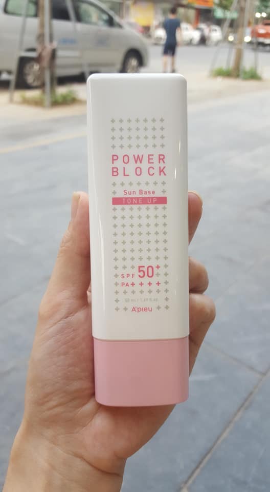 Kem chống nắng a'pieu power block tone up sun base pink spf50+/pa+ 50ml chính hãng - 10867