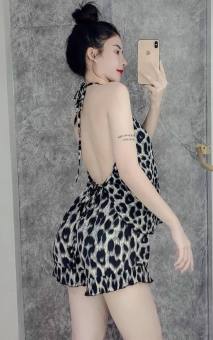 SET BỘ ĐỒ ÁO YẾM QUẦN ĐÙI DA BEO QUYẾN RŨ MẶC NGỦ, MẶC Ở NHÀ