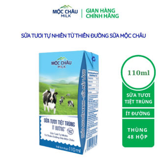 Thùng 48 hộp Sữa tươi tiệt trùng Ít đường 110ml Mộc Châu Milk