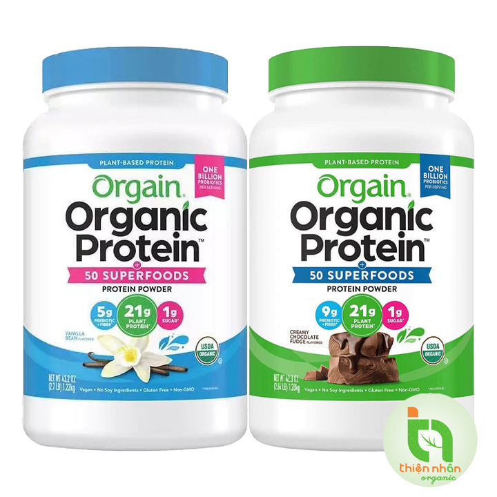 Bột đạm thực vật hữu cơ Orgain Organic Protein Superfoods pha sữa 1.2kg