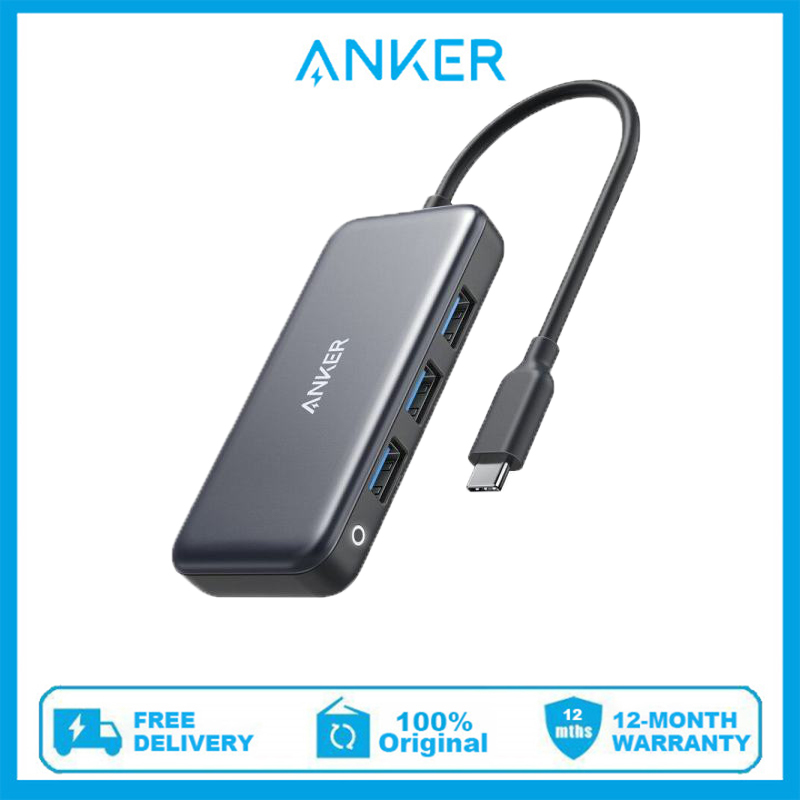 Bộ chuyển đổi Hub USB C 4 trong 1 cao cấp Anker A8321 với nguồn điện 60W, 3 cổng USB 3.0, dành cho MacBook Pro 2016/2017/2018, Chromebook, XPS và hơn thế nữa