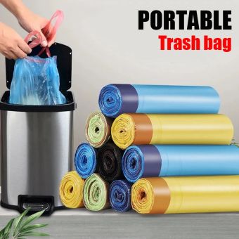 1 Cuộn Túi Đựng Rác Túi Nhựa Lớn Dày Di Động Có Dây Rút Túi Nhựa Vệ Sinh Nhà Bếp