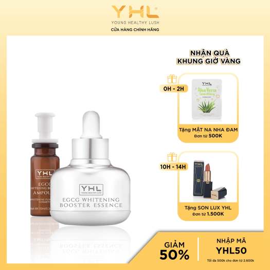 Bộ tinh chất dưỡng da chuyên sâu YHL cho các nàng ,dưỡng trắng, tinh chất EGCGYHL EGCG Whitening Booster Essence 30ml và YHL EGCG Whitening Booster Ampoule 10ml x 4 lọ Hàn Quốc