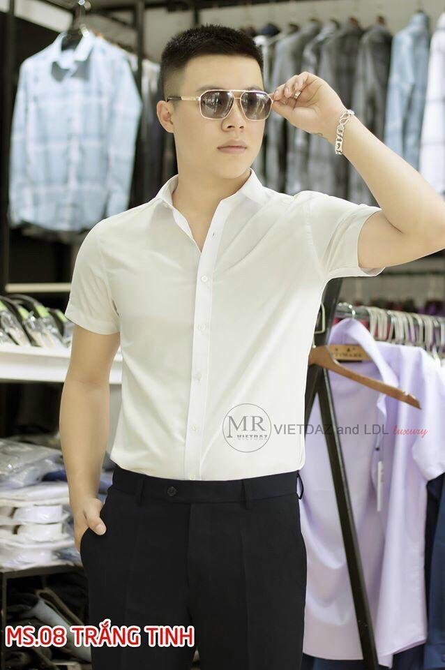 Áo sơ mi nam trơn cổ bẻ Cộc Tay Chất Đẹp