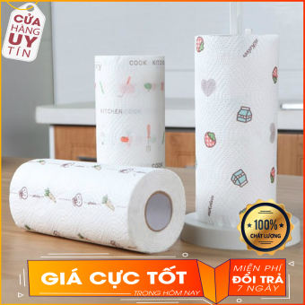 GIẤY LAU ĐA NĂNG - Cuộn 220 Tờ Khăn Giấy Lau Bếp Họa Tiết Đa Năng, Chất Giấy Siêu Dai Thấm Hút Tốt 1 Cuốn 220 Tờ Dùng Cực Tiết Kiệm