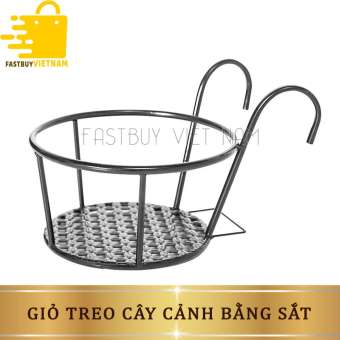 Kệ, Giá Để Cây Cảnh Bằng Sắt, Giỏ Hoa Tròn Treo Ban Công Cửa Sổ Loại To Đường Kính 22 cm Có Sơn Chống Gỉ