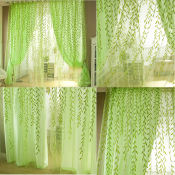 Super Real Catkins Green Leaf Curtains - 1PC (100cm*200cm)