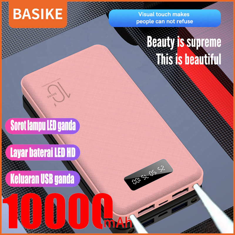 BASIKE Sạc dự phòng Dung lượng 10000mAh Có đèn LED chiếu điểm 2 cổng USB và 1 cổng Micro Có đèn LED hiển thị nguồn sạc Micro miễn phí Thích hợp cho điện thoại và máy tính bảng như Apple / VIVO / OPPO / Xiaomi / Huawei / Samsung