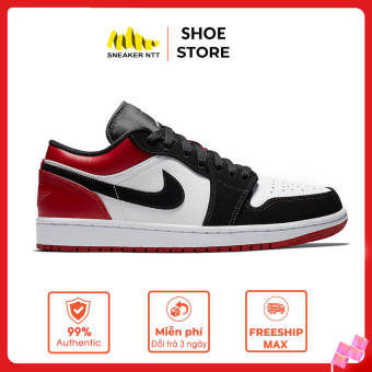 Giày Sneaker, Giày Thể Thao Jordan 1 Cổ Thấp Màu Đỏ Đen Cao Cấp - Rep11