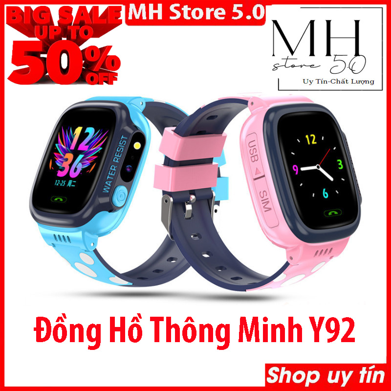 Đồng hồ thông minh y92 định vị trẻ em - đồng hồ có camera, lbs định vị trẻ em, lắp sim nghe gọi 2 chiều, wifi định vị lbs chống mất - chống nước xp67- bảo hành 12 tháng