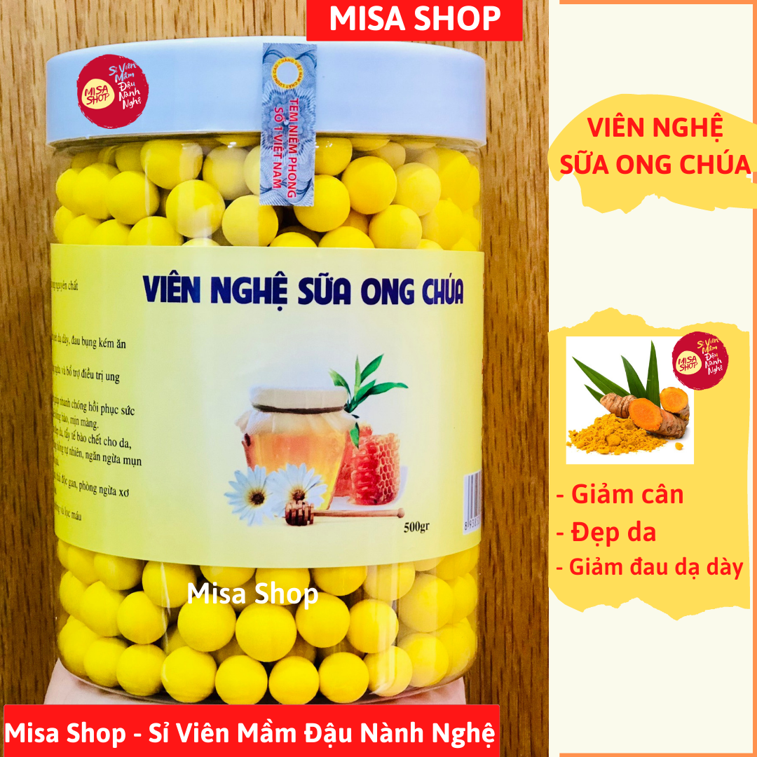 MIỄN SHIP Hộp 500gr Viên nghệ sữa ong chúa mật ong giảm cân - Misa Shop