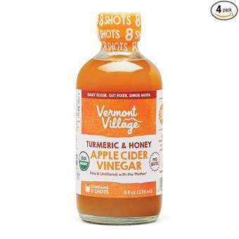 GIẤM TÁO - NGHỆ - MẬT ONG ORGANIC Vermont Village Apple Cider Sipping Vinegar, Turmeric & Honey, 236ml (8oz)