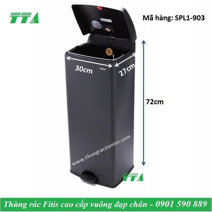 Thùng rác Fitis cao cấp vuông đạp chân cao SPL1-903