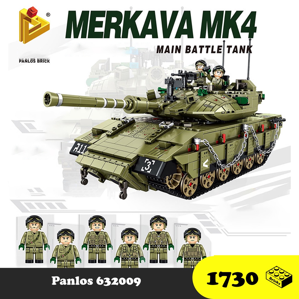 Đồ chơi lắp ráp Xe Tăng Merkava MK4, Panlos 632009 Russy Tank