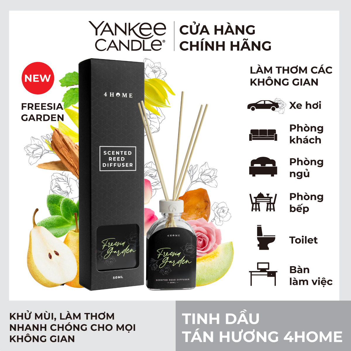 Tinh dầu tán hương 4Home từ Yankee Candle - Fressia Garden