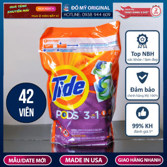 Viên Giặt Tide Pods Của Mỹ Bịch 42 Viên 967gr Dễ Dàng Hòa Tan, Mùi Hương Tự Nhiên, Hiệu Quả Thơm Lâu