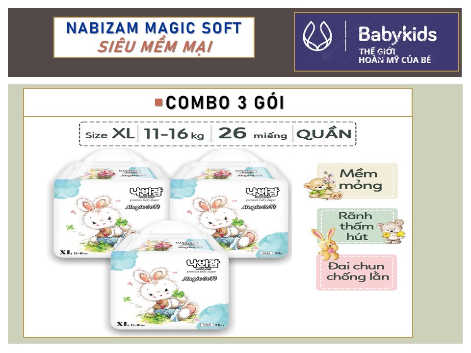 Combo 3 gói - bỉm dán/quần nội địa hàn cao cấp đủ size nb50/s44/m40/l36/xl32 l30/xl26/xxl22