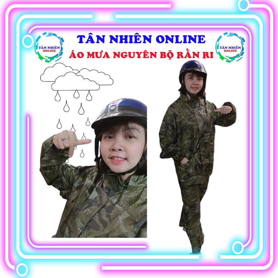 [Hỏa tốc] Áo mưa bộ rằn ri vải dù cao cấp chống thấm chống rách siêu thời trang, áo mưa đi xe máy, Tân Nhiên Online