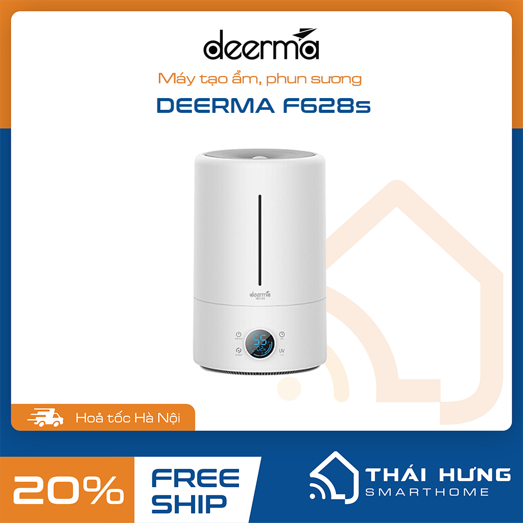 Máy Tạo Ẩm Phun Sương DEERMA F628s, tạo ẩm liên tục, màn hình cảm ứng, tia UV khử trùng 99,99%.
