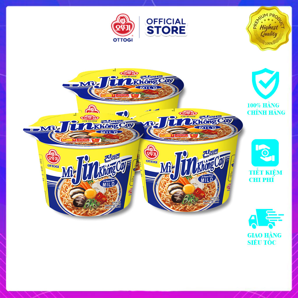 Combo 3 Tô Mì Jin không cay Ottogi 110gx3