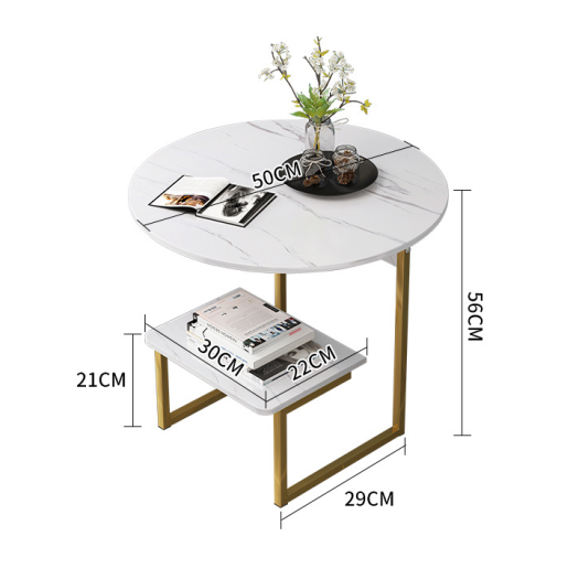 Bàn Trà Mini Bàn Cafe Đặt Cạnh Sofa Kệ Decor Phòng Khách Kệ Mỹ Phẩm Hình Tròn 2 Tầng