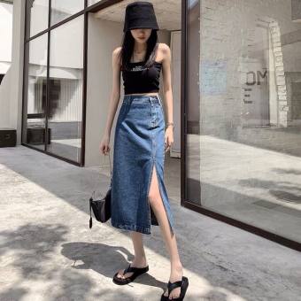 CHÂN VÁY JEAN XẺ TÀ DÀI QUA GỐI A5