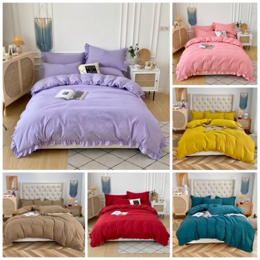 ̅❃✲  Bộ chăn ga gối cotton Tici viền bèo phong cách Hàn Quốc hàng loại 1 ( Không kèm ruột )