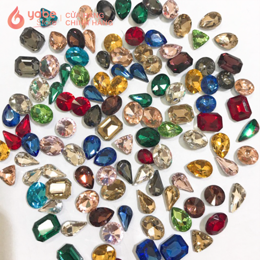 Đá Khối Nail 7 Màu Size To YABE Đá Đính Móng Set Đá Nail 100 Viên Chuyên Dụng Làm Nail YSN56