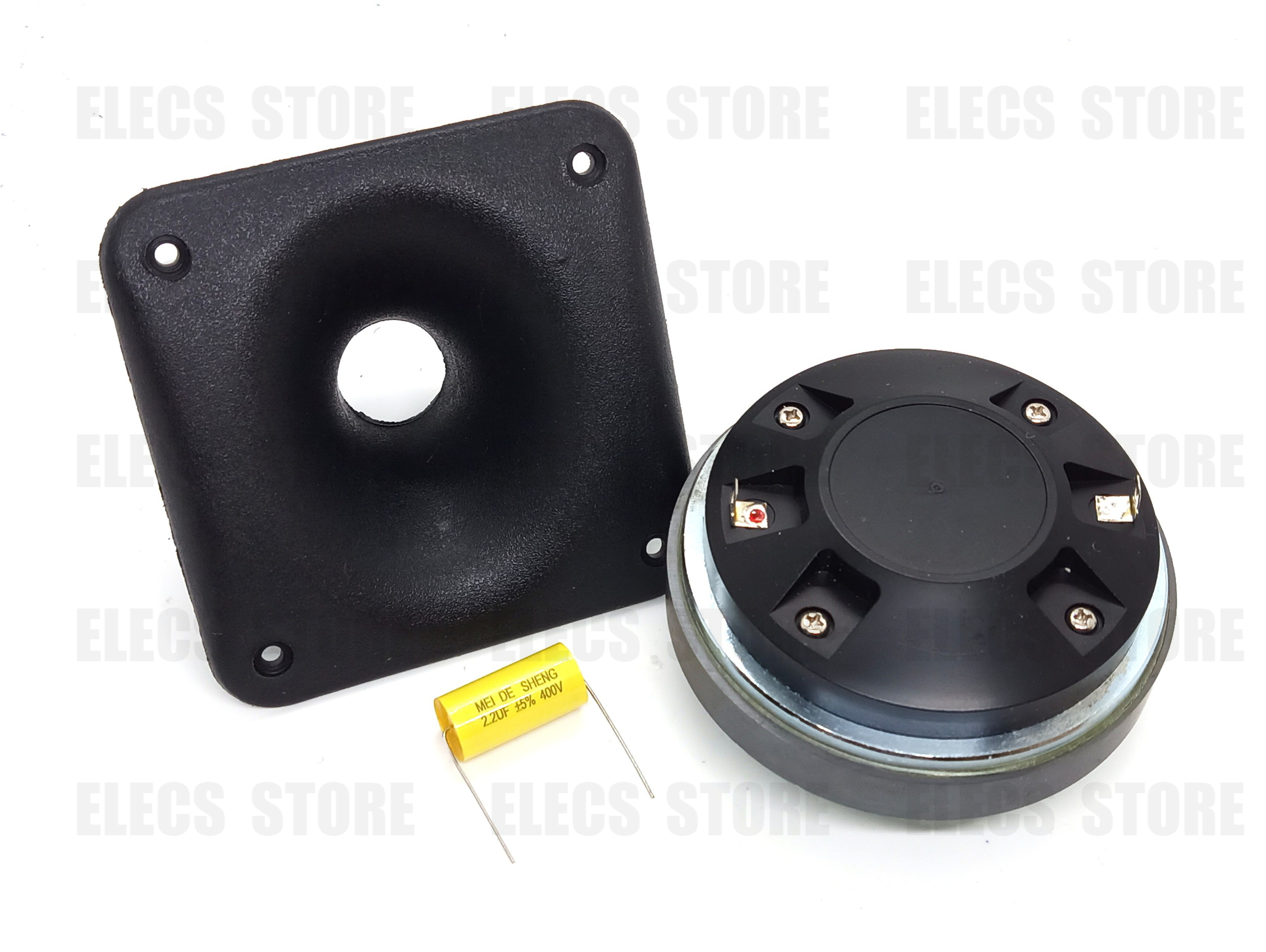 Loa Treble Rời 350 Coil Titan + Họng Phễu Vuông 12 x 12 + Tụ Loa 400V-2.2uF