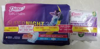 Combo 1 gói 03 miếng BVS Diana Super Night 35cm + 01 gói 8 miếng BVS Diana Sensi hàng ngày