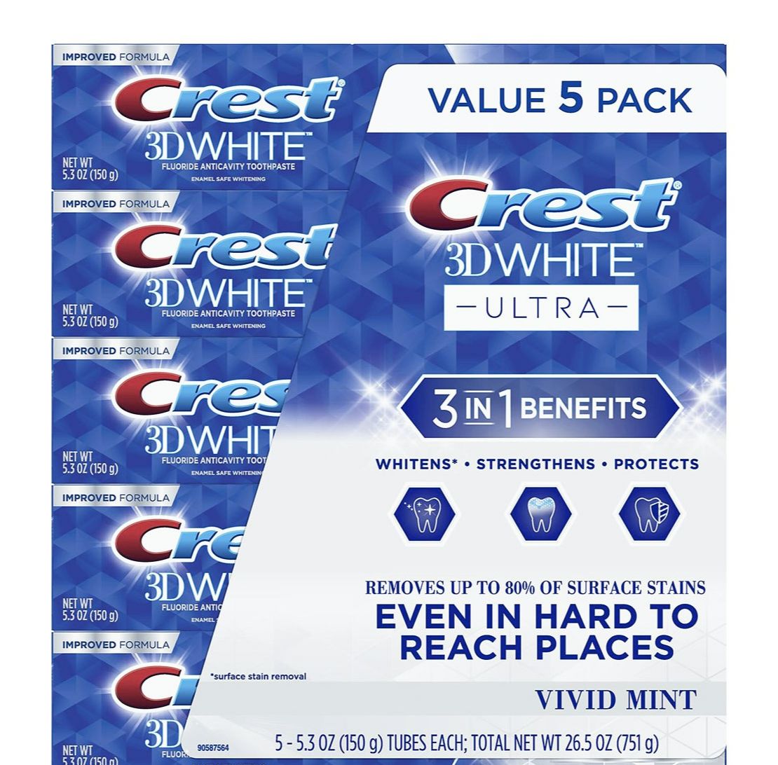 Kem đánh răng trắng răng C.r.e.s.t 3D White Vivid Mint Ultra của Mỹ mỗi tupe 150gr (kem xanh)