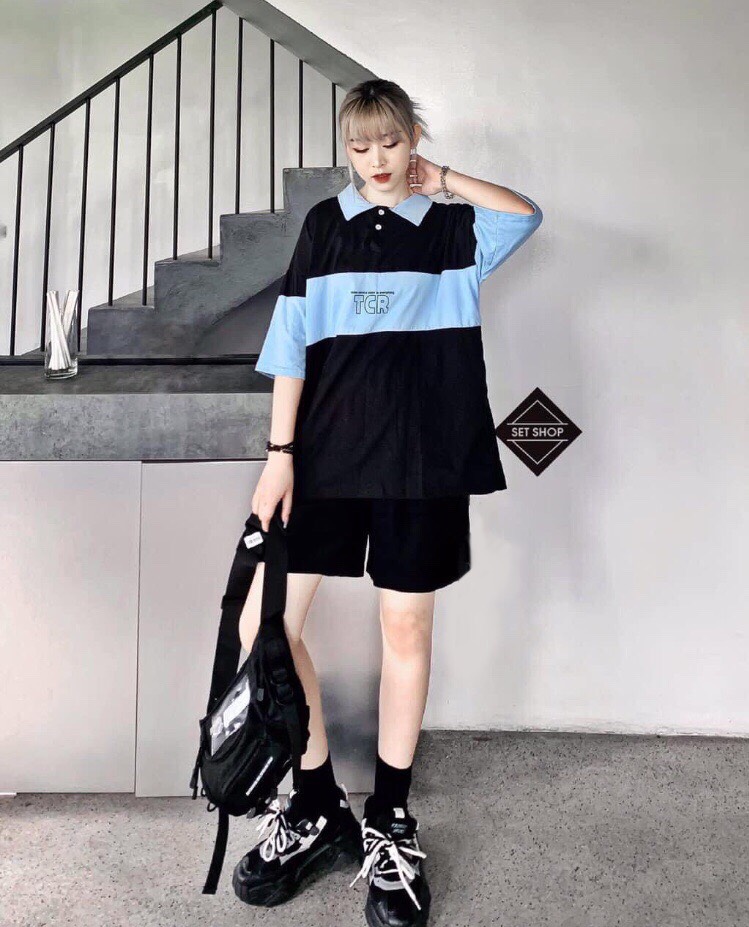 Set bộ nữ đi chơi, mặc nhà siêu cá tính, set áo thun form rộng phối quần đùi chất cotton su