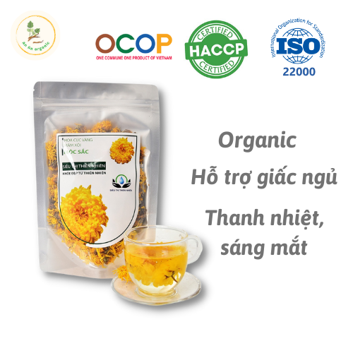 Trà hoa cúc vàng nguyên bông Mộc Sắc, 100g, trà thanh nhiệt, hoa cúc khô sấy lạnh, tự nhiên, an toàn