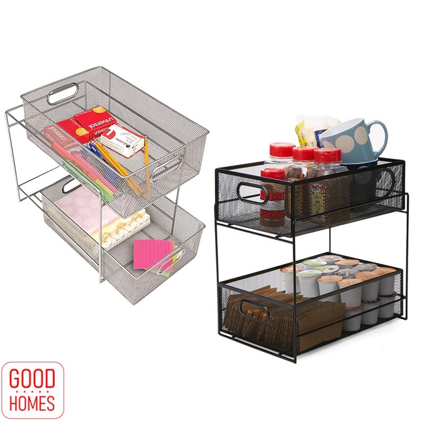 Kệ đựng hồ sơ tài liệu, để đồ nhà bếp lưới thép 2 tầng